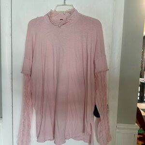 Free People Pink Ruffled Top
